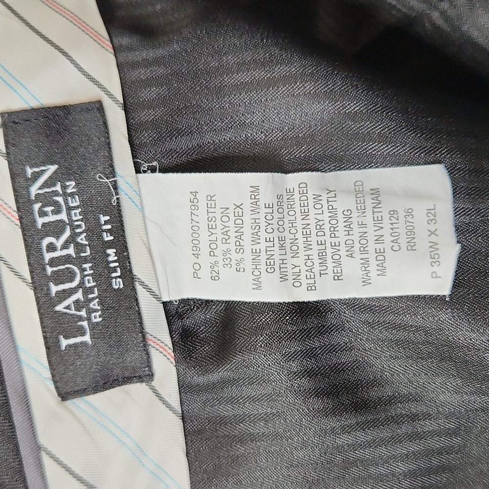Mens Lauren Ralph Lauren black label grey dress pants 35 x 32 - Picture 7 of 8